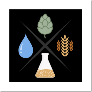 Beer basic ingredients Posters and Art